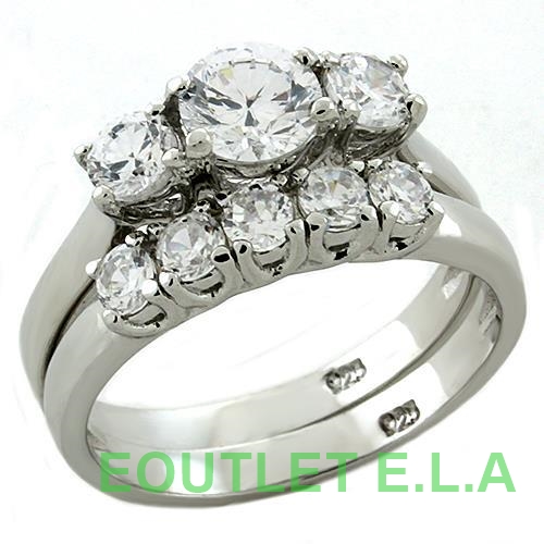 SPARKING 1.8CT CZ SOLID SILVER WEDDING SET-size 8